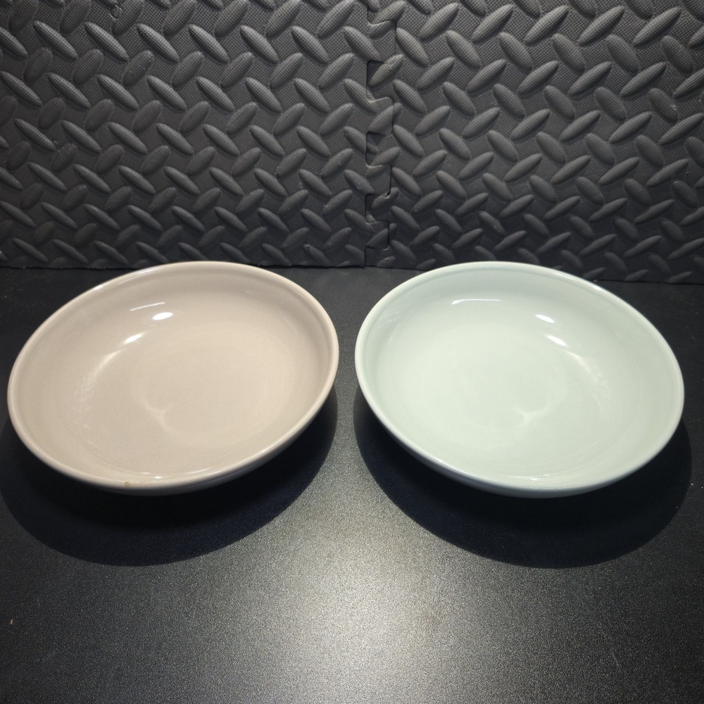 Set Of (2) Coventry Colorwheel 8.5" Stoneware Bowls - 1 Light Brown 1 Light Blue